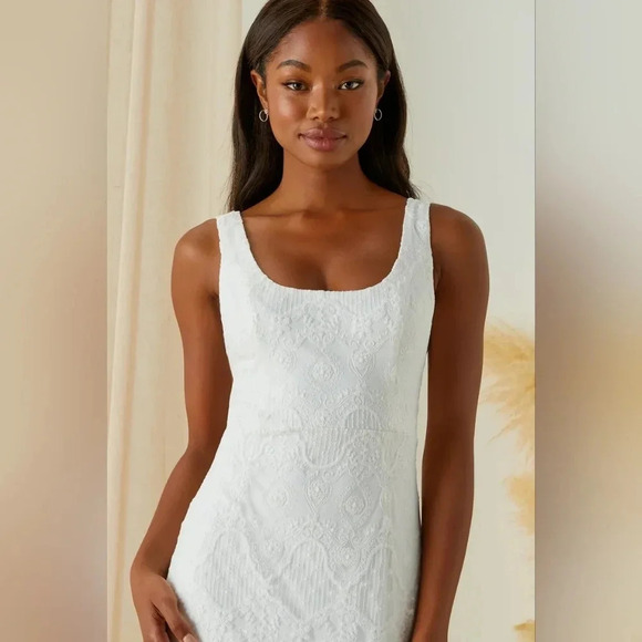 Lulus Eternity of Romance White Embroidered Mermaid Maxi Dress Bridal Party Boho - Picture 4 of 12